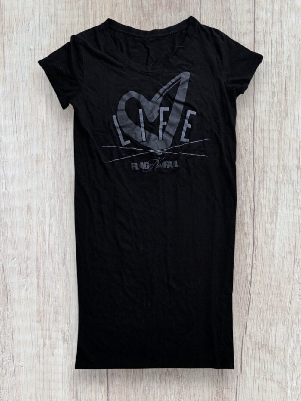 Flag Nor Fail Black Graphic LIFE T-Shirt Dress Loungewear Sleep Women's M
